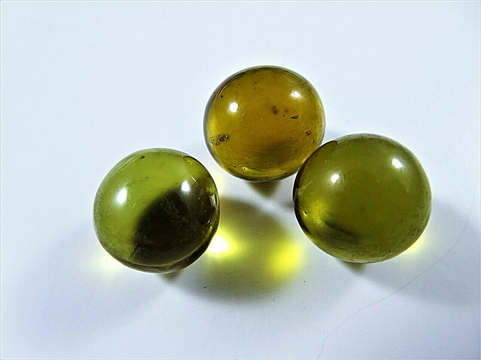Vintage Marbles Amber Glass Lot Of 3 Each Unique In Size And Color In Gift Bag