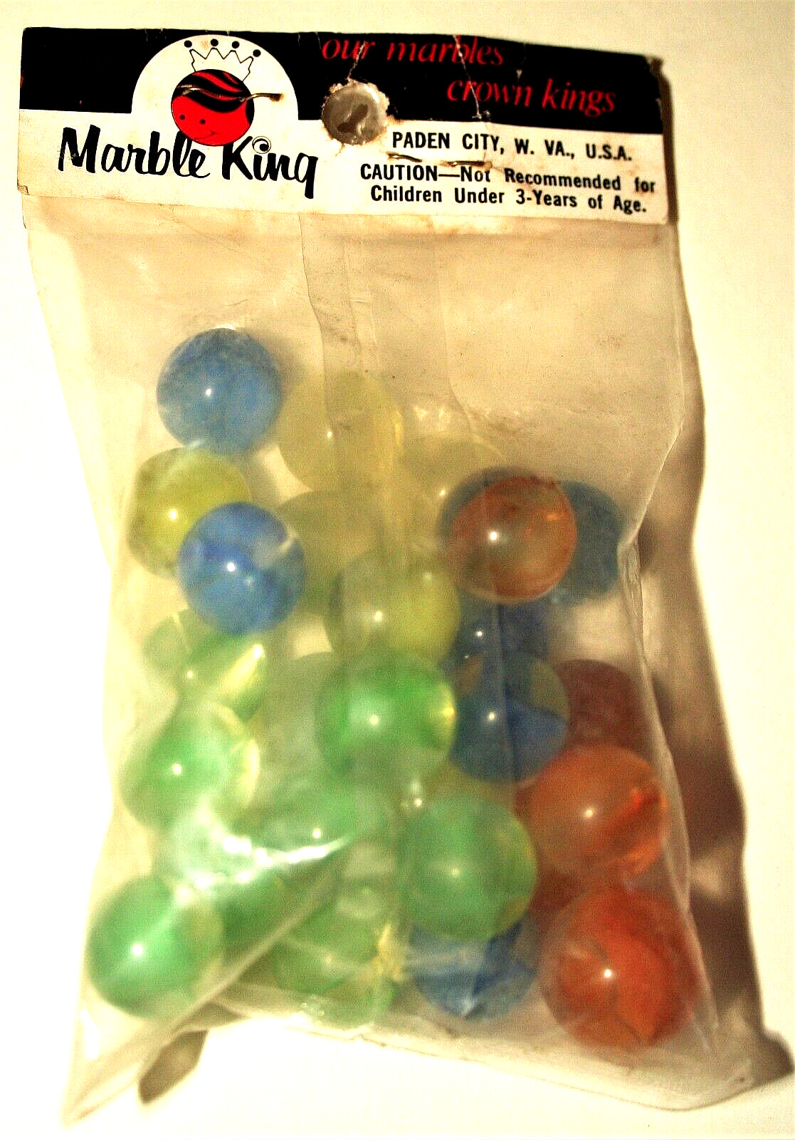 Marble King Dime Store Bag of 25 Includes Shooter Glass 1970s NOS New in Bag USA