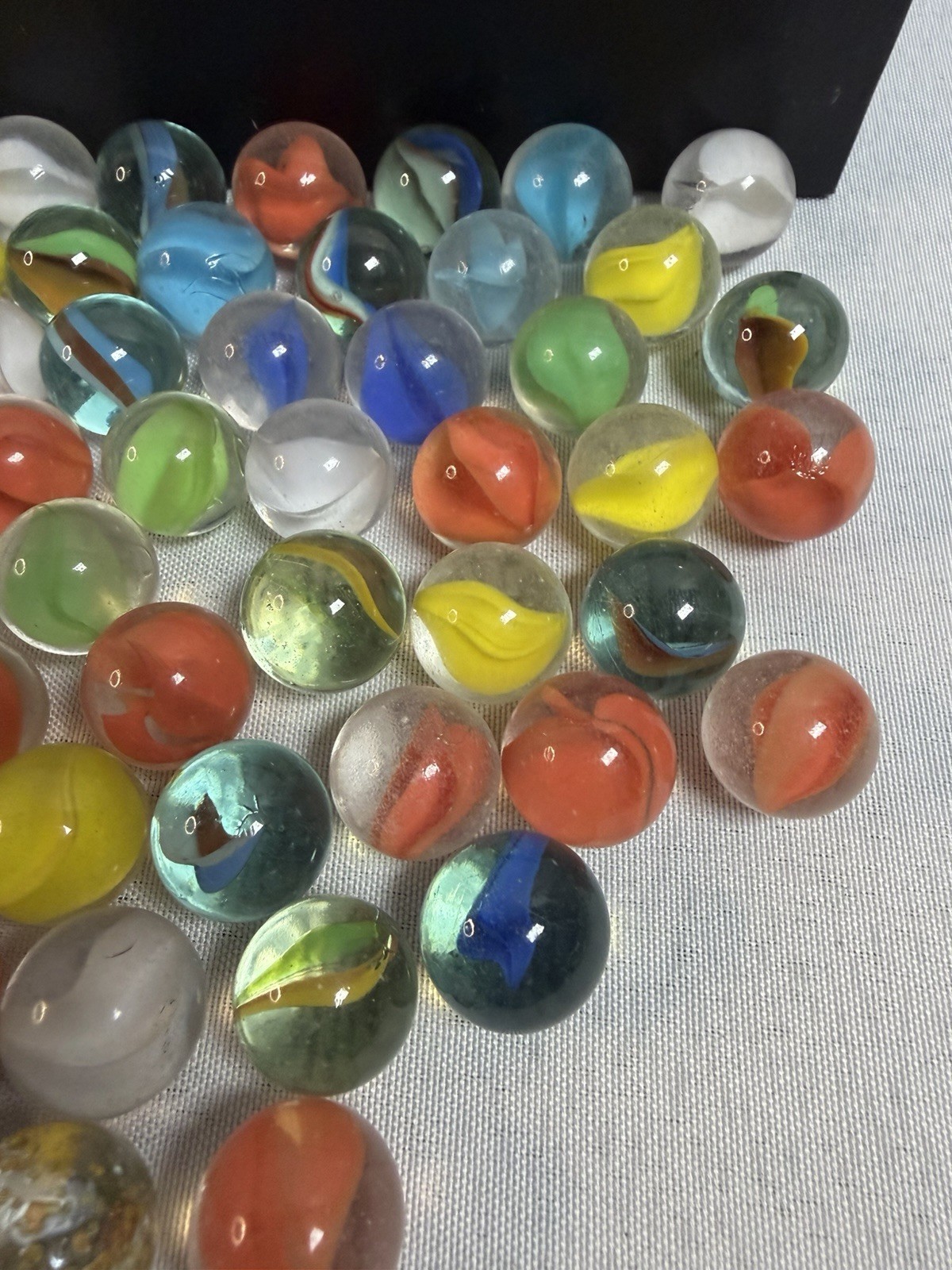 Vintage 3 Shooter Marbles 60+ Mibs Glass Cats Eye Swirl Assorted Colors