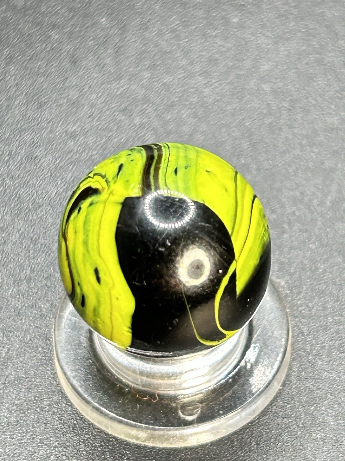 Vintage Electric Yellow Christensen Agate Striped Opaque Marble