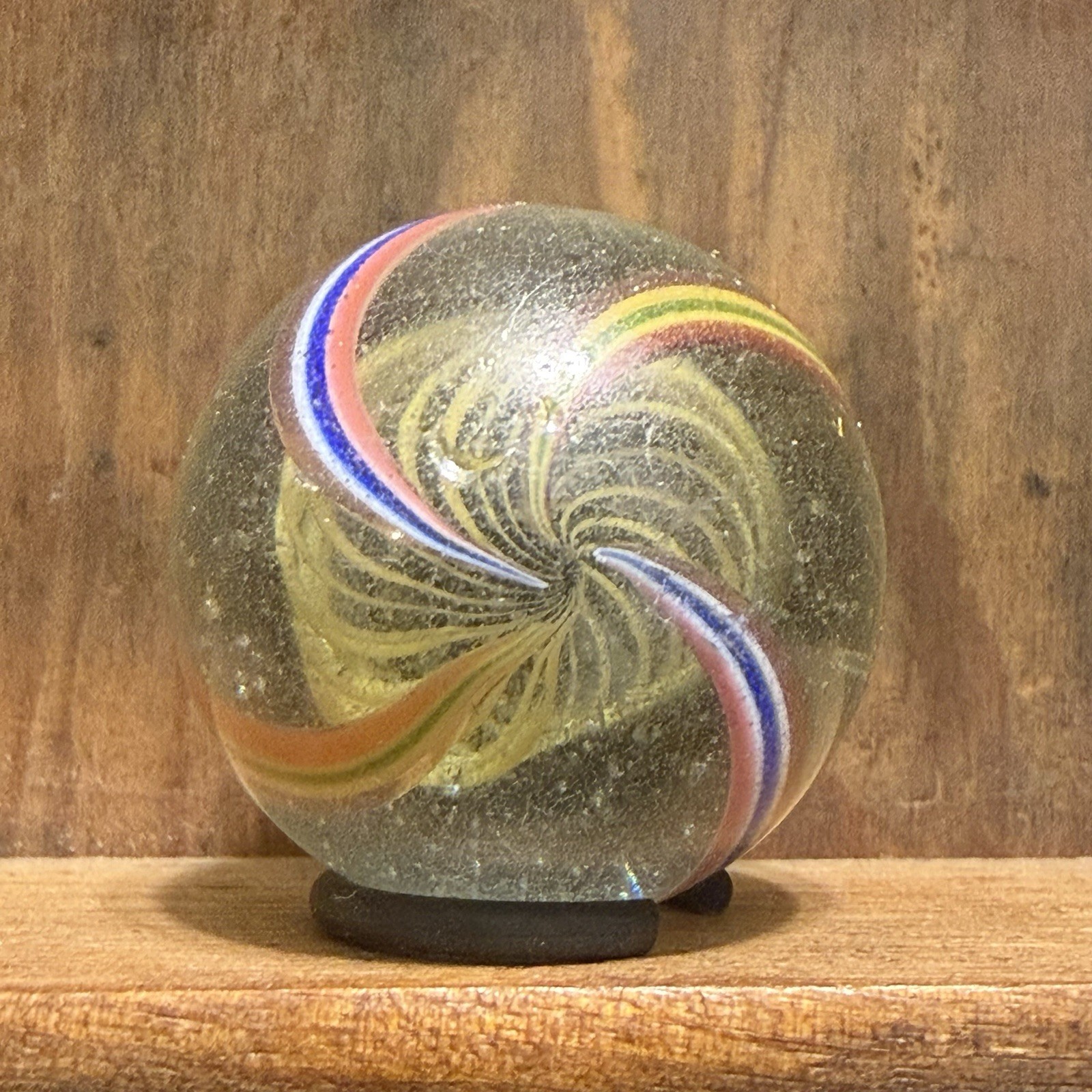 Antique German Handmade Latticinio Swirl Marble 1” Near Mint | 318