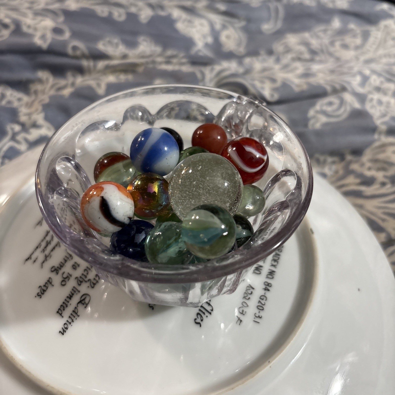Vintage Marbles In Vintage Purple Glass 30 + Marbles + Shooter