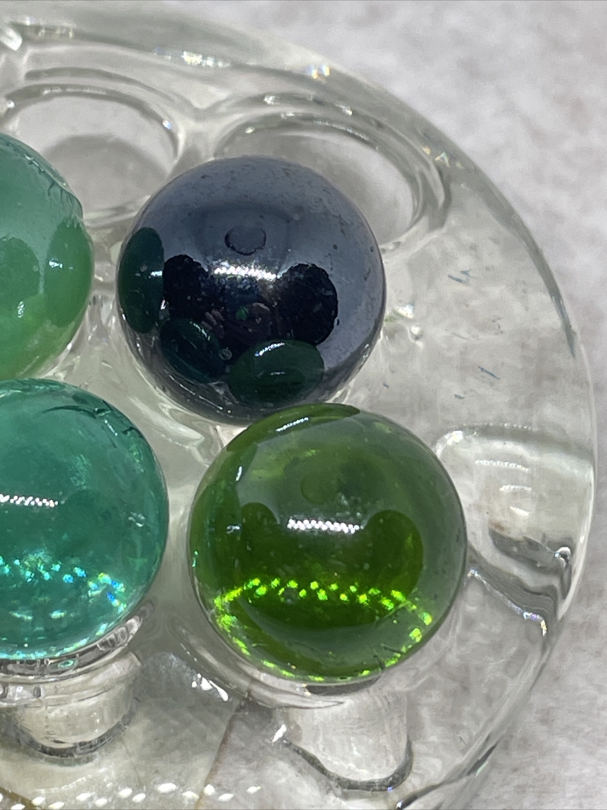 Marble Lot of 7 Vintage Glass Marbles Clear Glass Colors