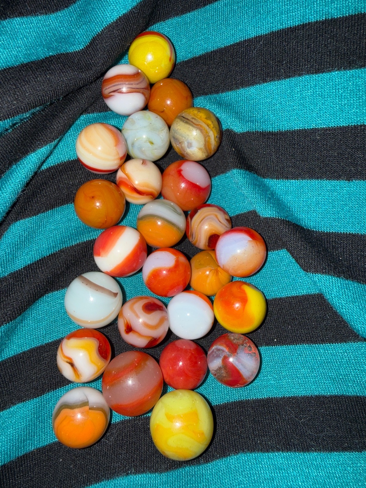 Vintage Warm Tone Glass Marble Lot (26 Pcs) – Peltier Rainbo, Vitro Conqueror Re