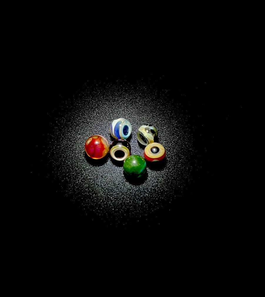 .31” “The Jar” Eye Set 6 Matching Eyeball Pee Wee Glass Art Marble Hand Made Lot