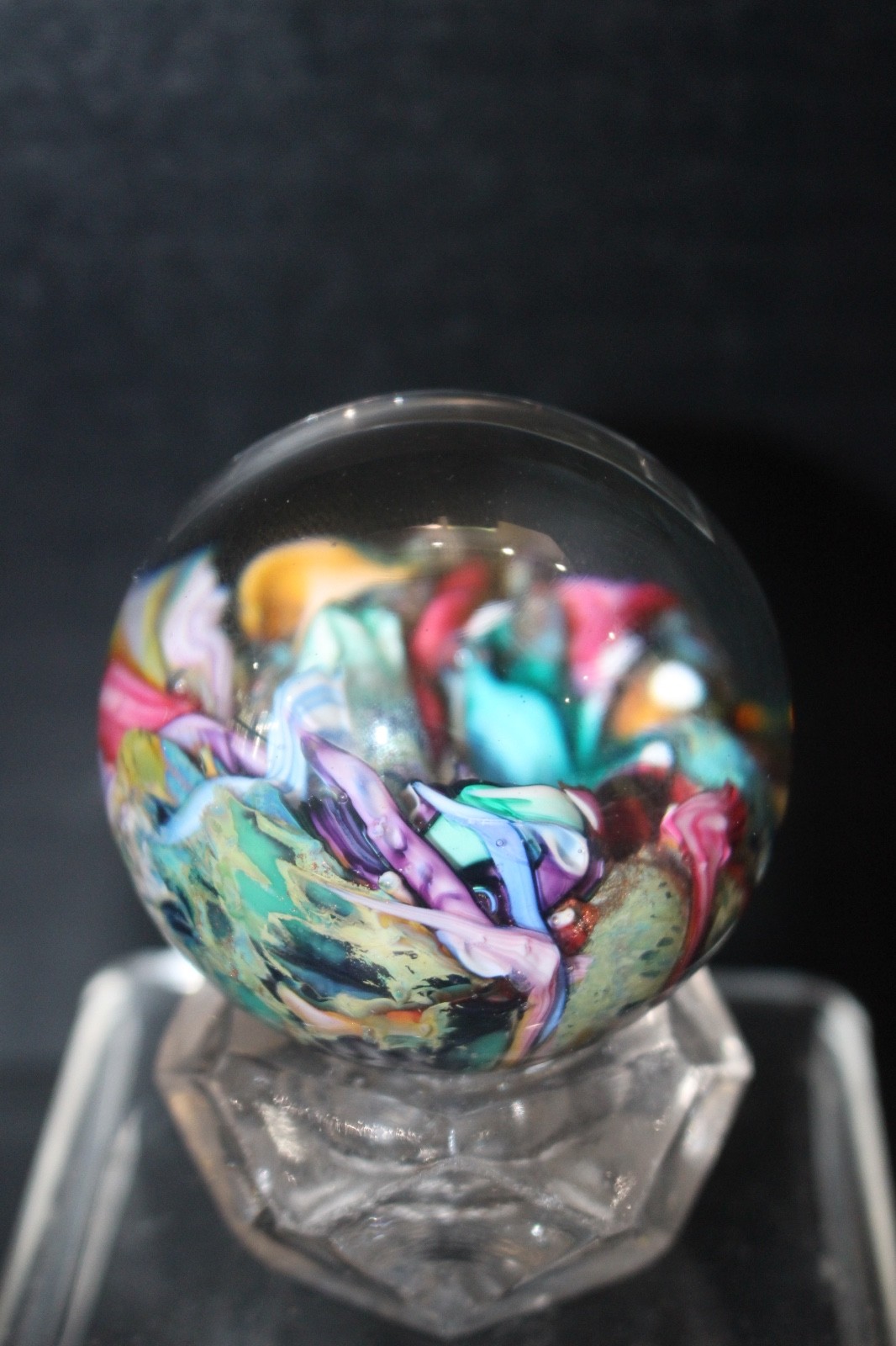 Millefiori “Orbs” by Douglas Sweet marble 1990s 52mm Mint with base