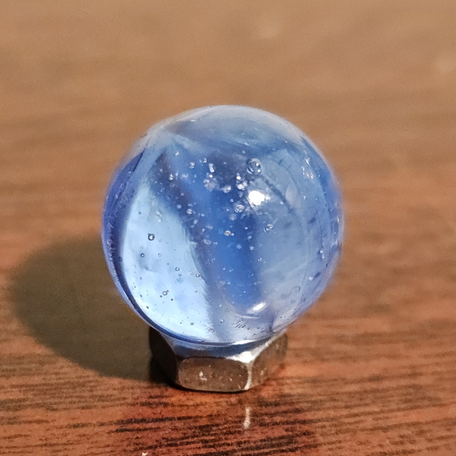 Vintage CE Bogard Blue 4 Lobe Floppy .625″ Glass Marble