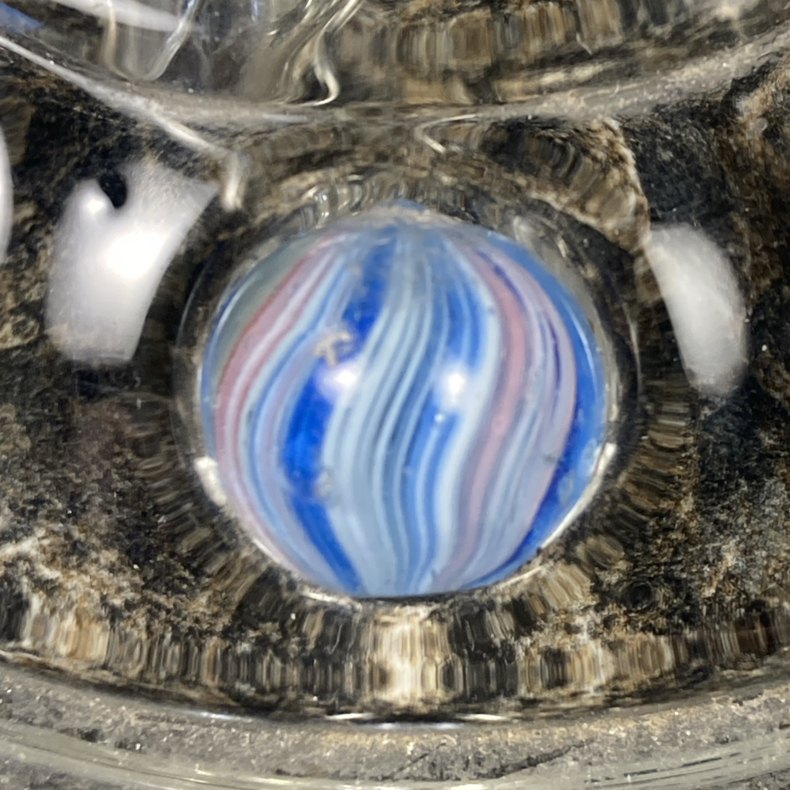 Antique Handmade German Onionskin Swirl Glass Marble .59” S7
