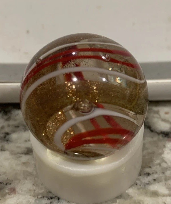Handmade Contemporary MABRY LEE CAIN III Lutz Swirl Golden PepperMint 1 Inch +