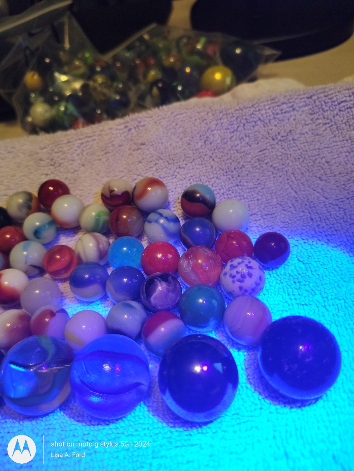 Vintage Marble Lot 49 Glass Marbles 5 Shooters UV Reactive Confetti Estate Mix
