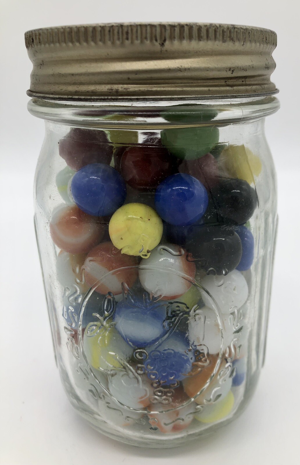 Vintage Old Marbles 100+ Ball Mason Jar Multicolor