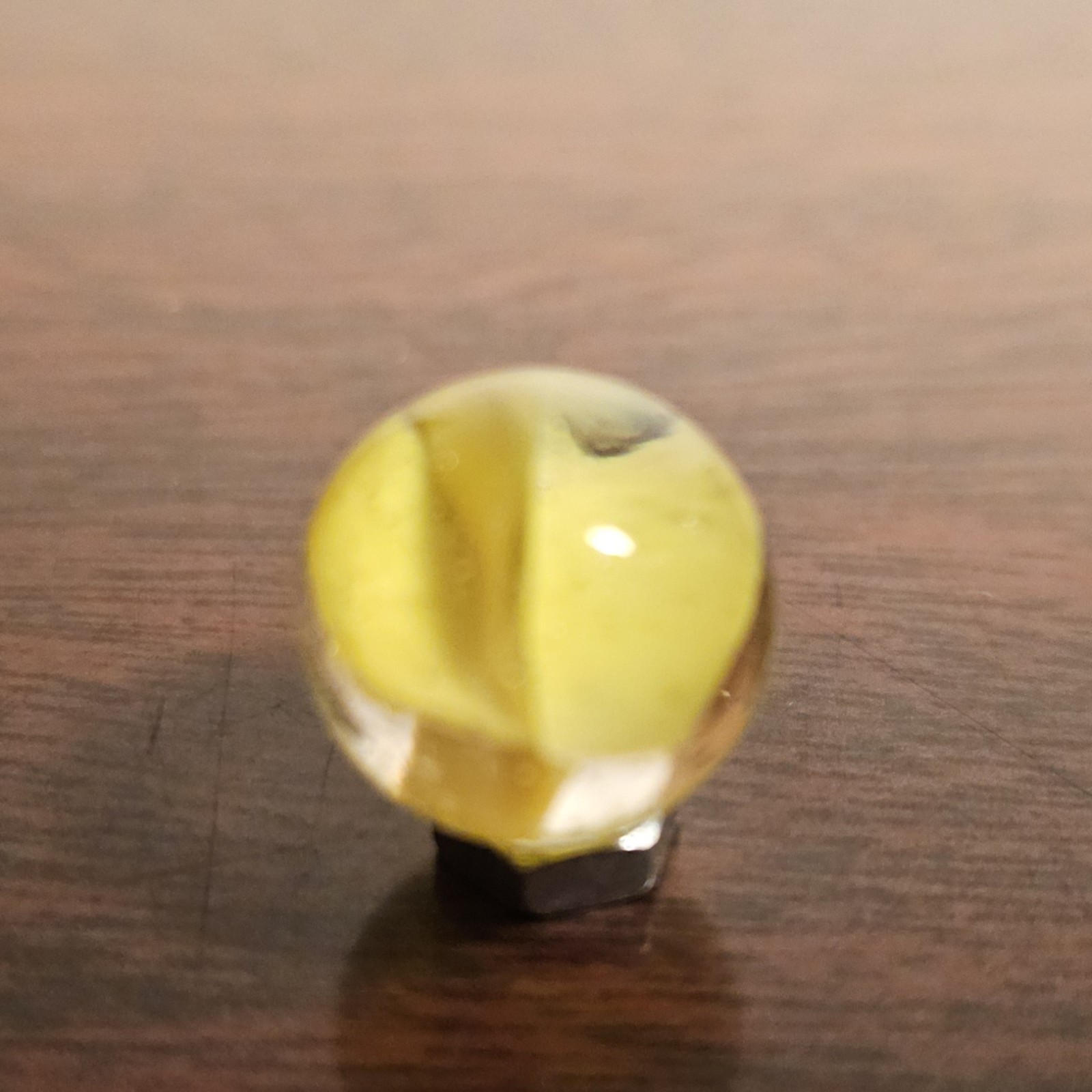 C E Bogard Yellow Cadmium Glow Cats Eye Clear Glass Marble