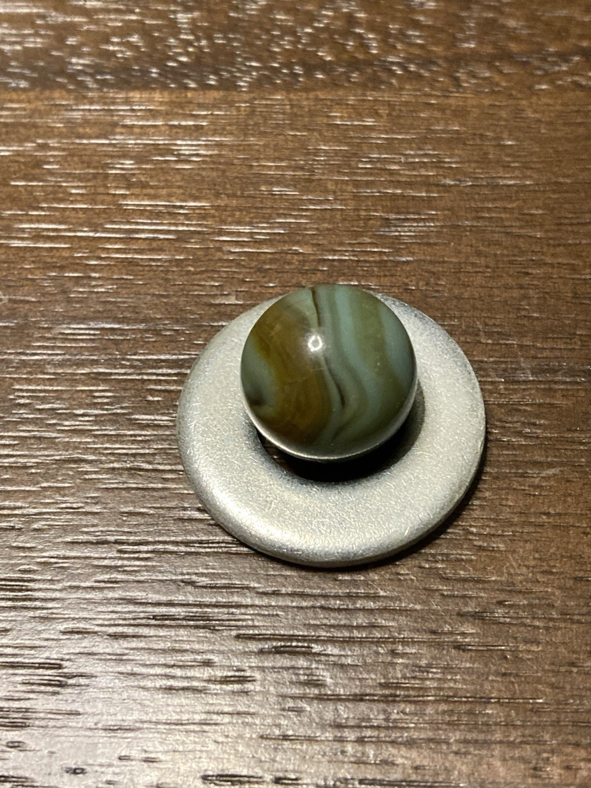 Akro Agate Green Brown Glass Slag Swirl Marble Vintage Mint 5/8 Combined Ship