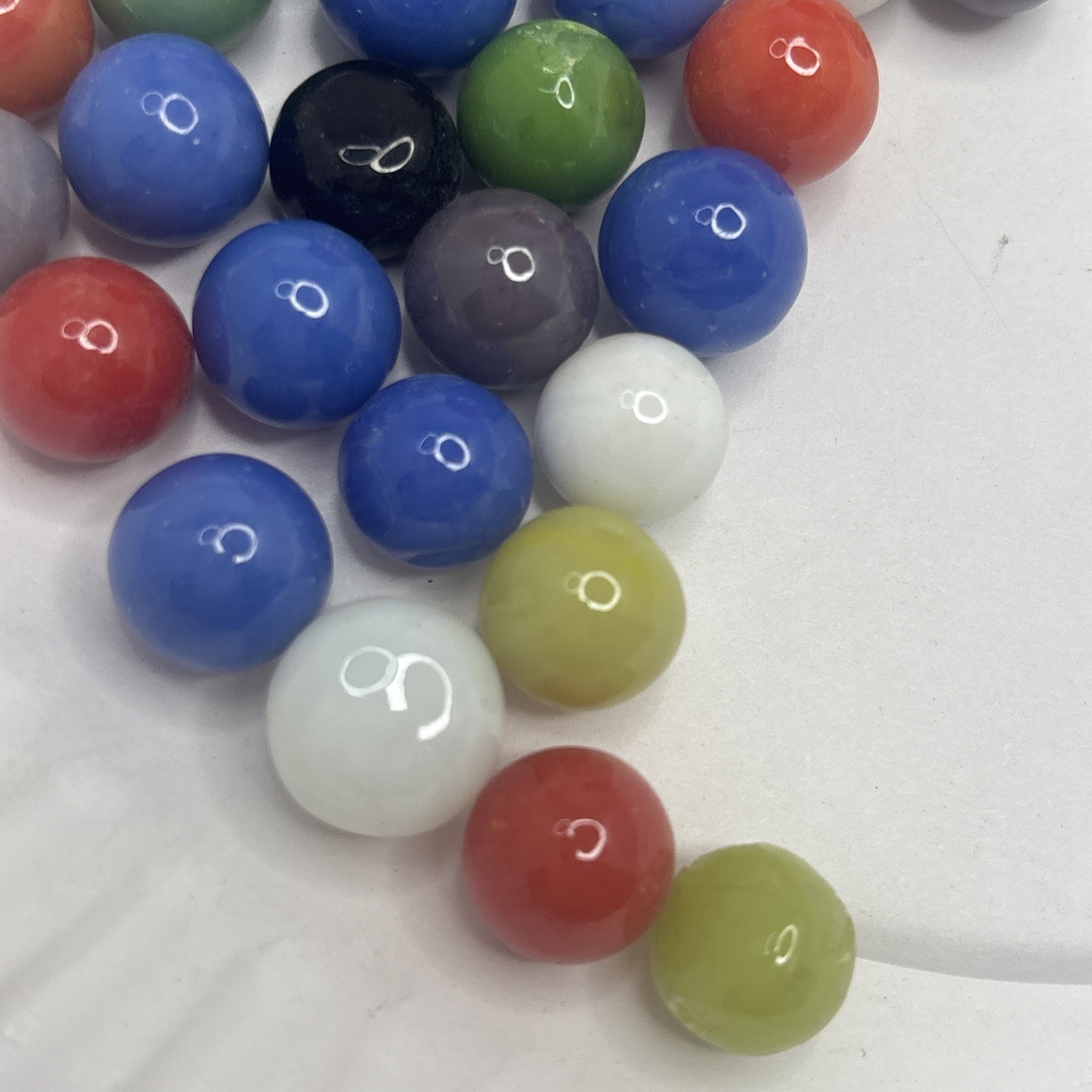 Vintage Bright Color Glass Marbles Lot of 50 Peewee Size JJ Some Imperfections