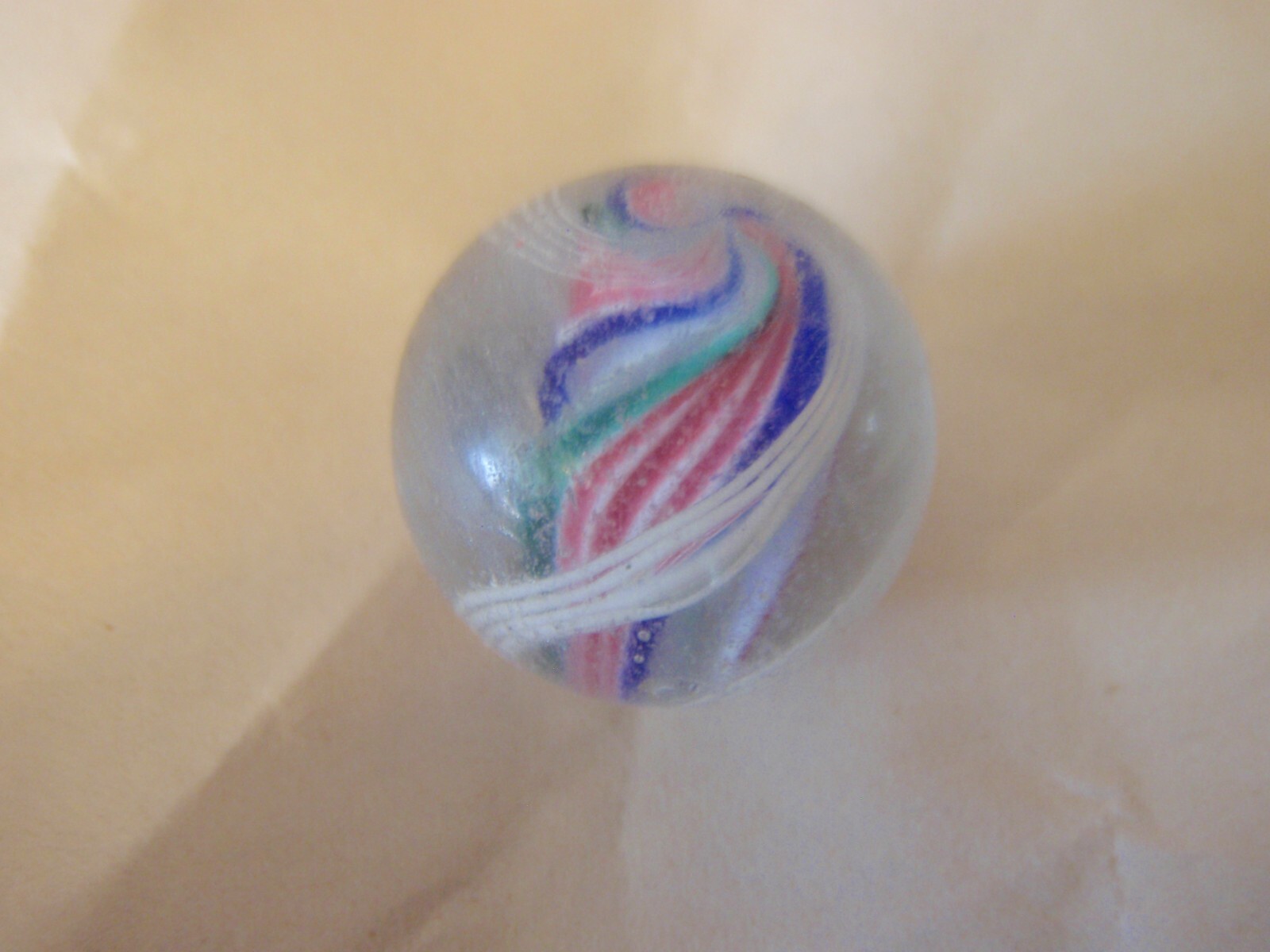 Handmade German Marble Multi Color Divided Ribbon Core Swirl Marble 0.748”