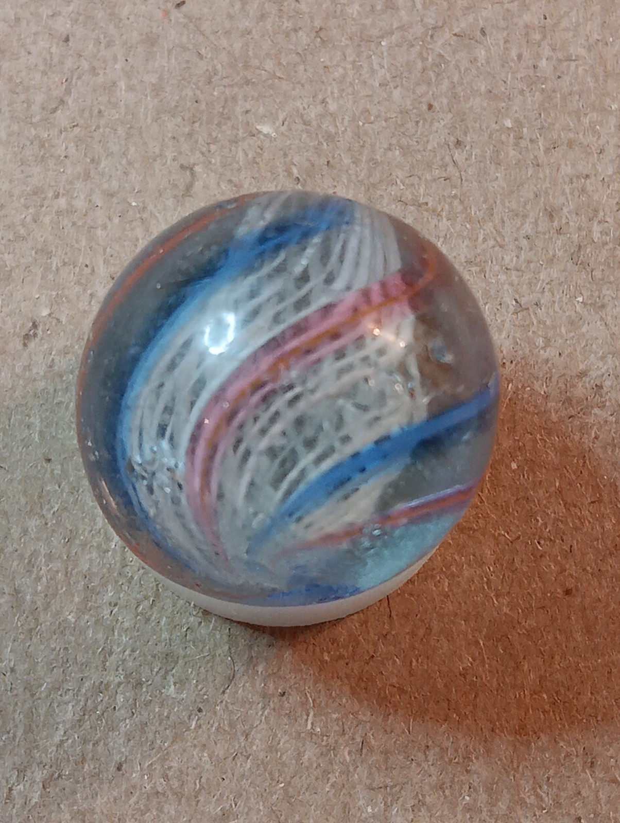 Vintage German Marbles 1 Coreless.62 Inch. 1white Core Latticinio .68 Inch