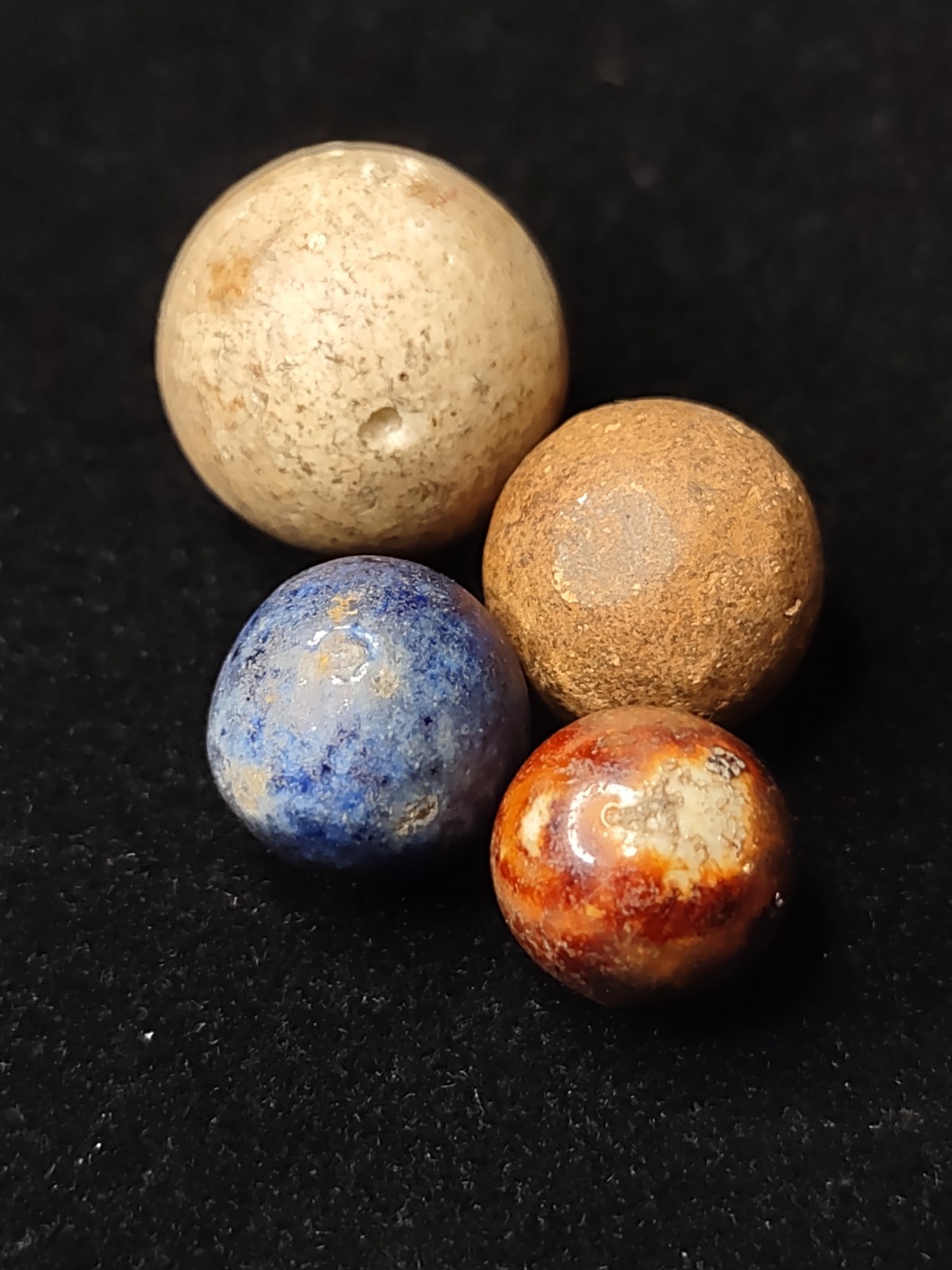 4x Pack Lot Antique 💎 ✨ Bennington German Clay Handmade MARBLES Currency .68″