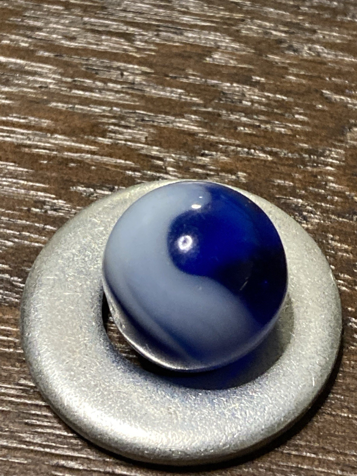 Alley Agate Blue White Glass Swirl Marble Vintage 5/8 Inch