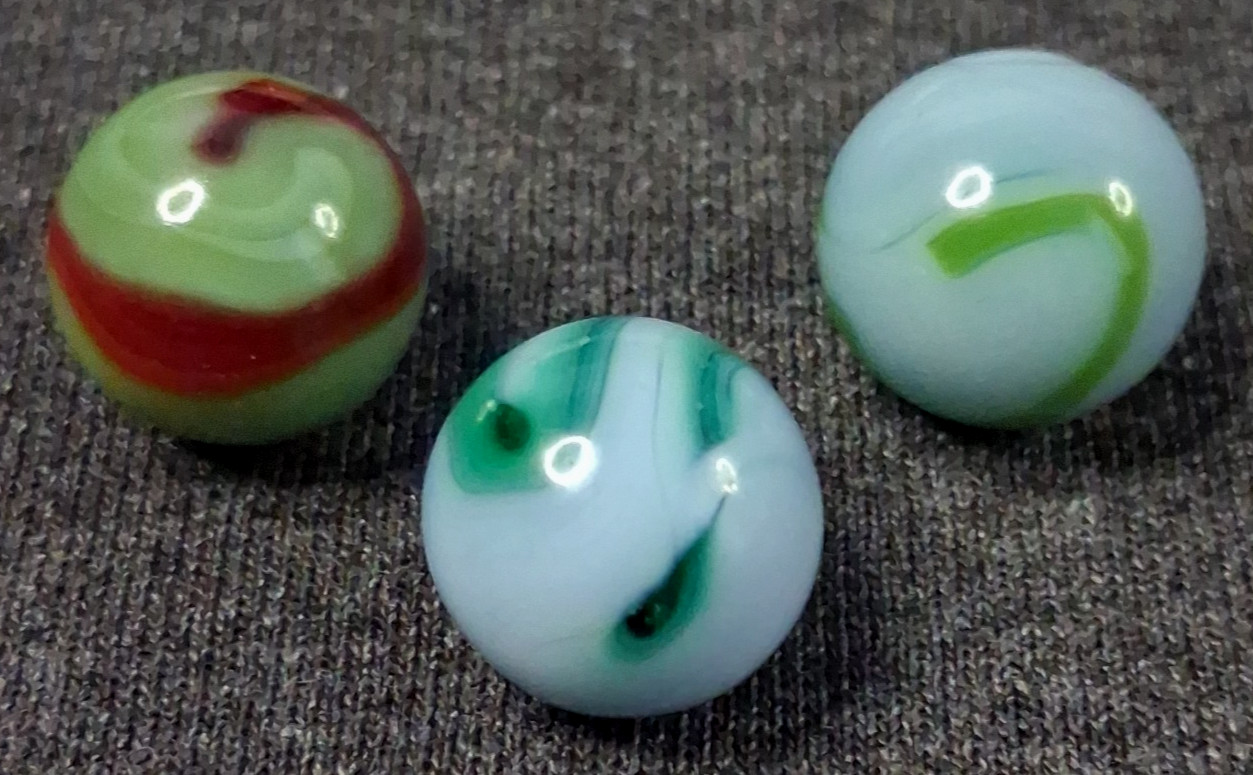 Vintage Alley Agate Set Of 3 Swirl Marbles 5/8″ – All Mint Condition 526184