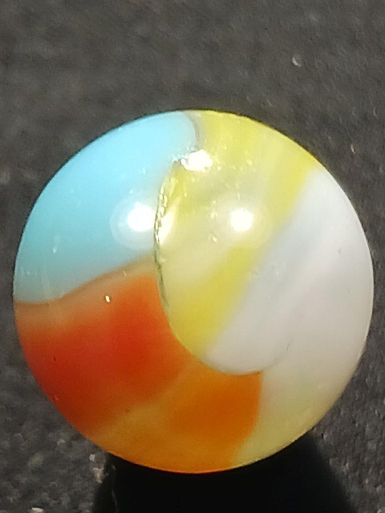 Vitro .56″ Robin’s Egg Yellow Dark Orange Tiger Eye Near Mnt Serious Marble A515