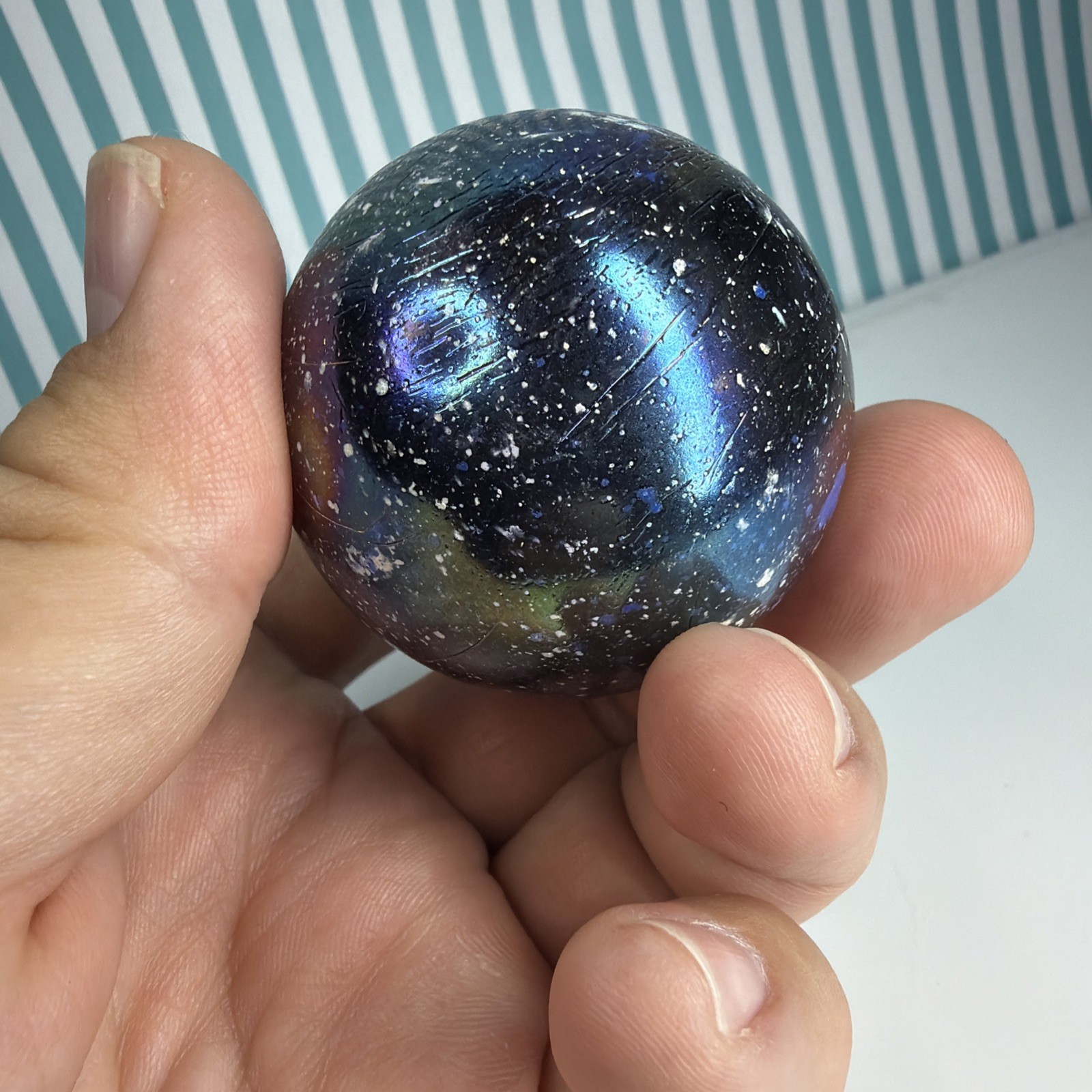 Vacor Jupiter Confetti Marble ~1.9″ Toe Breaker Huge Mint MIB Glass Marbles