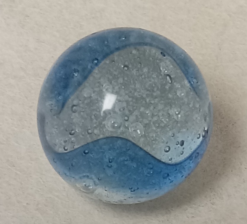 RARE Kokomo Clear Rainbo Bubbly Seedy Marble w/ Inky Blue Ribbon .60 NM 30s 40s