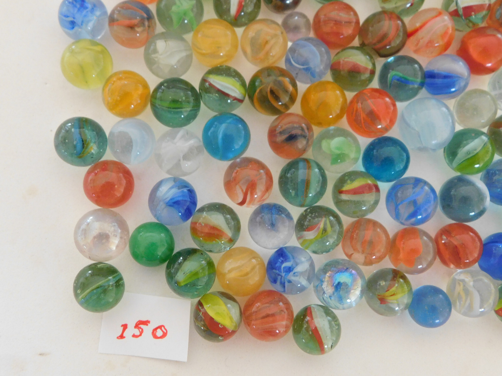Lot of 150 Vintage Marbles – Mostly Cat’s Eyes of Various Makers