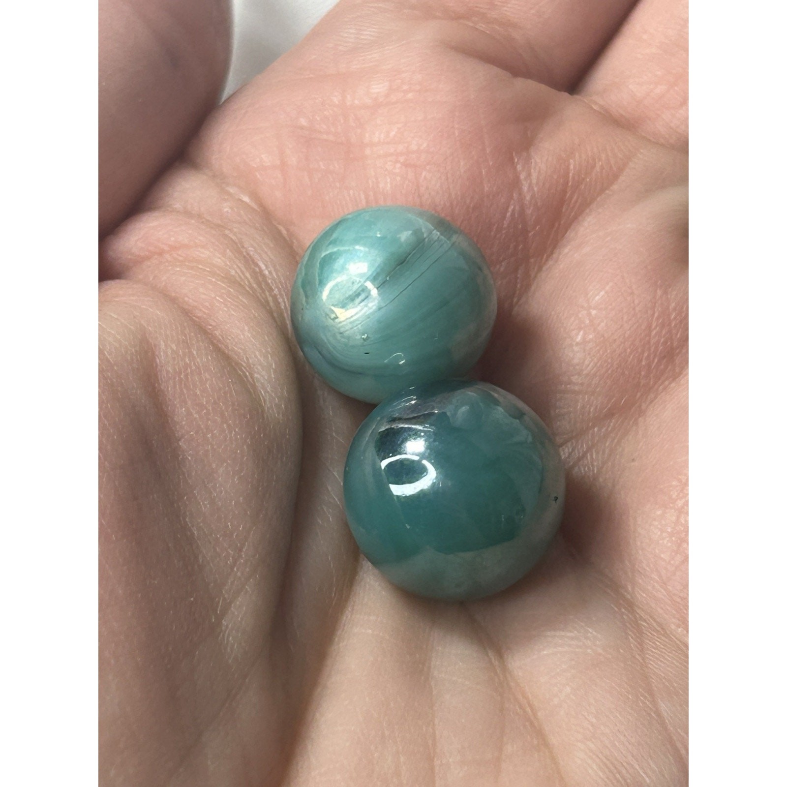 Lot Of 17 Marbles Blue White Teal Tan Yellow Swirl Imperfections