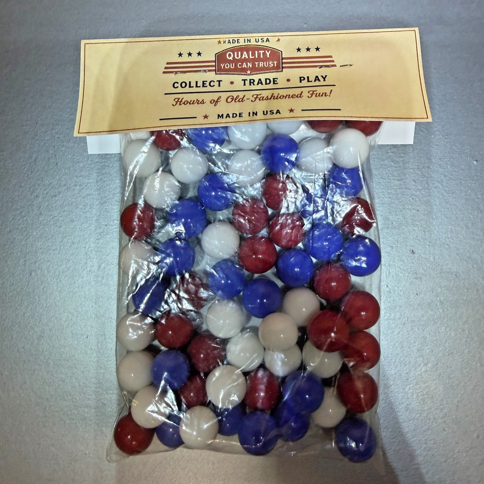 Red White Blue Solid Glass Marble Collection 1/2 Pound Lot by Vintage Marbles