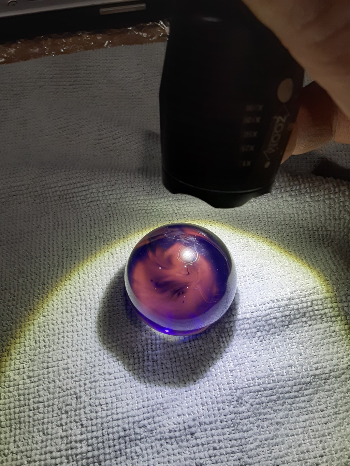 Hand Blown Glass Marble 1″-3/16 Diameter Deep Blue Galaxy design