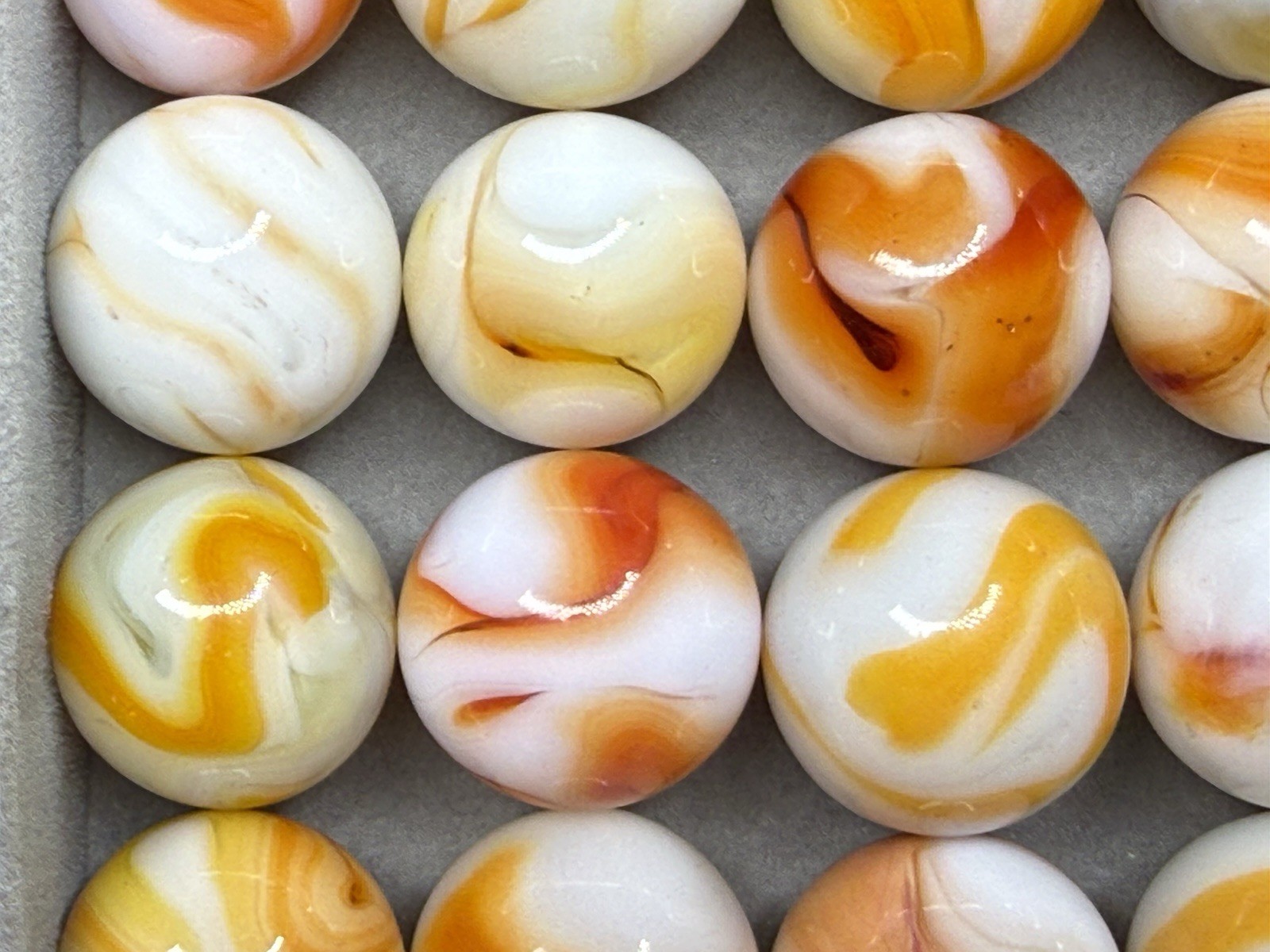 Lot Of 30 Alley Champion West Virginia Swirl Marbles .55”To .66” NM(+) To Mint