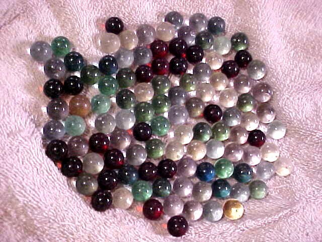 100 CHAMPION 13mm (+or -) MIXED TRANSPARENT COLOR CLEARIE MARBLES $15.99 PPD !