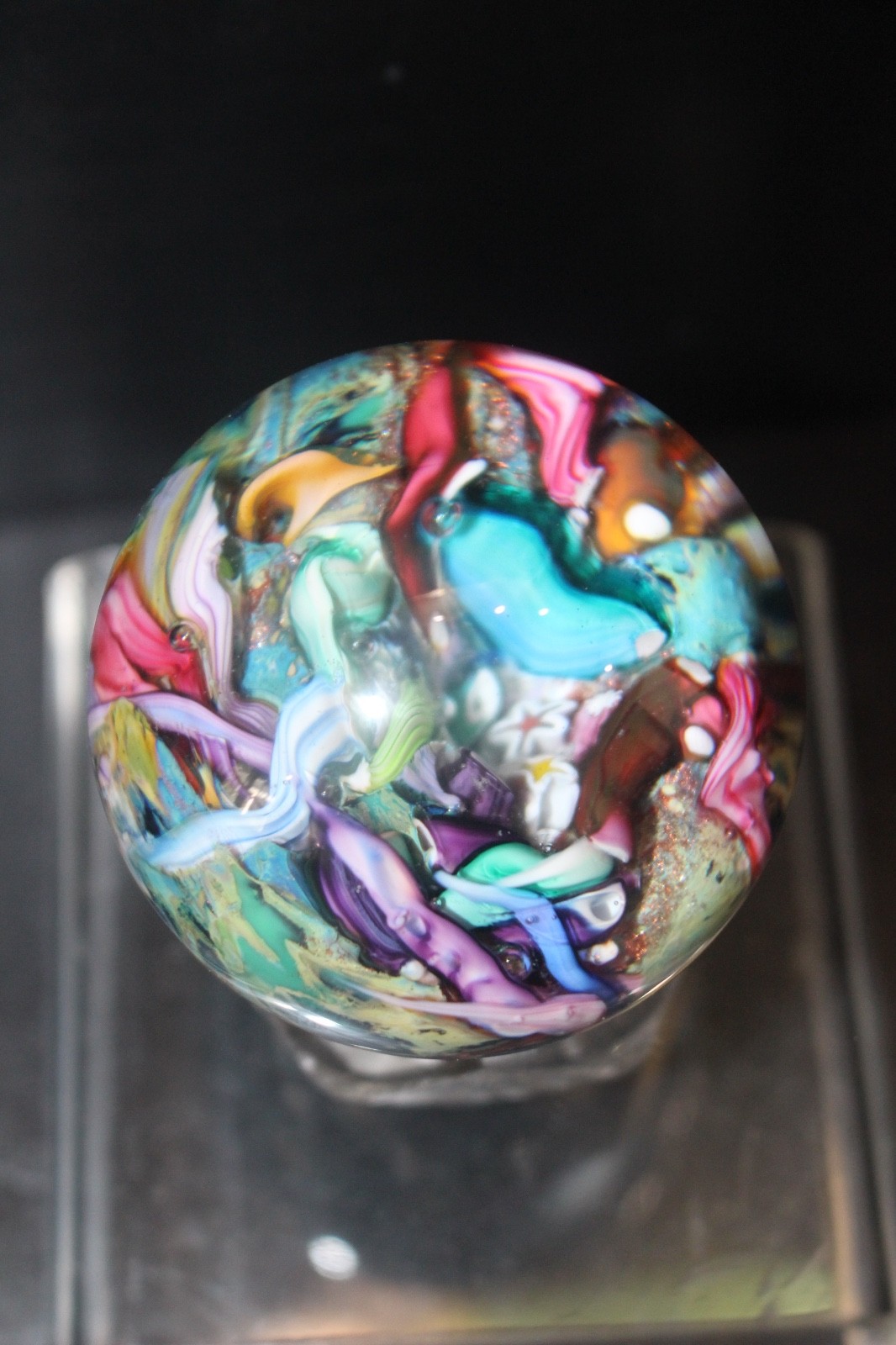 Millefiori “Orbs” by Douglas Sweet marble 1990s 52mm Mint with base