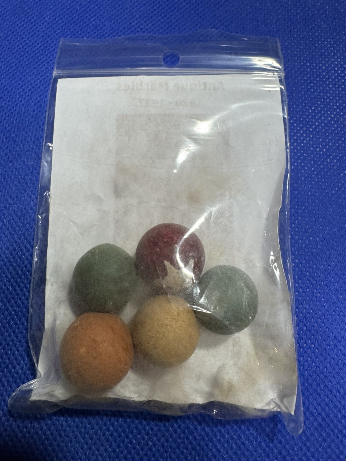 Antique 1800s Civil War era Clay Marbles Lot of 5 Size .500=1/2″ shooter