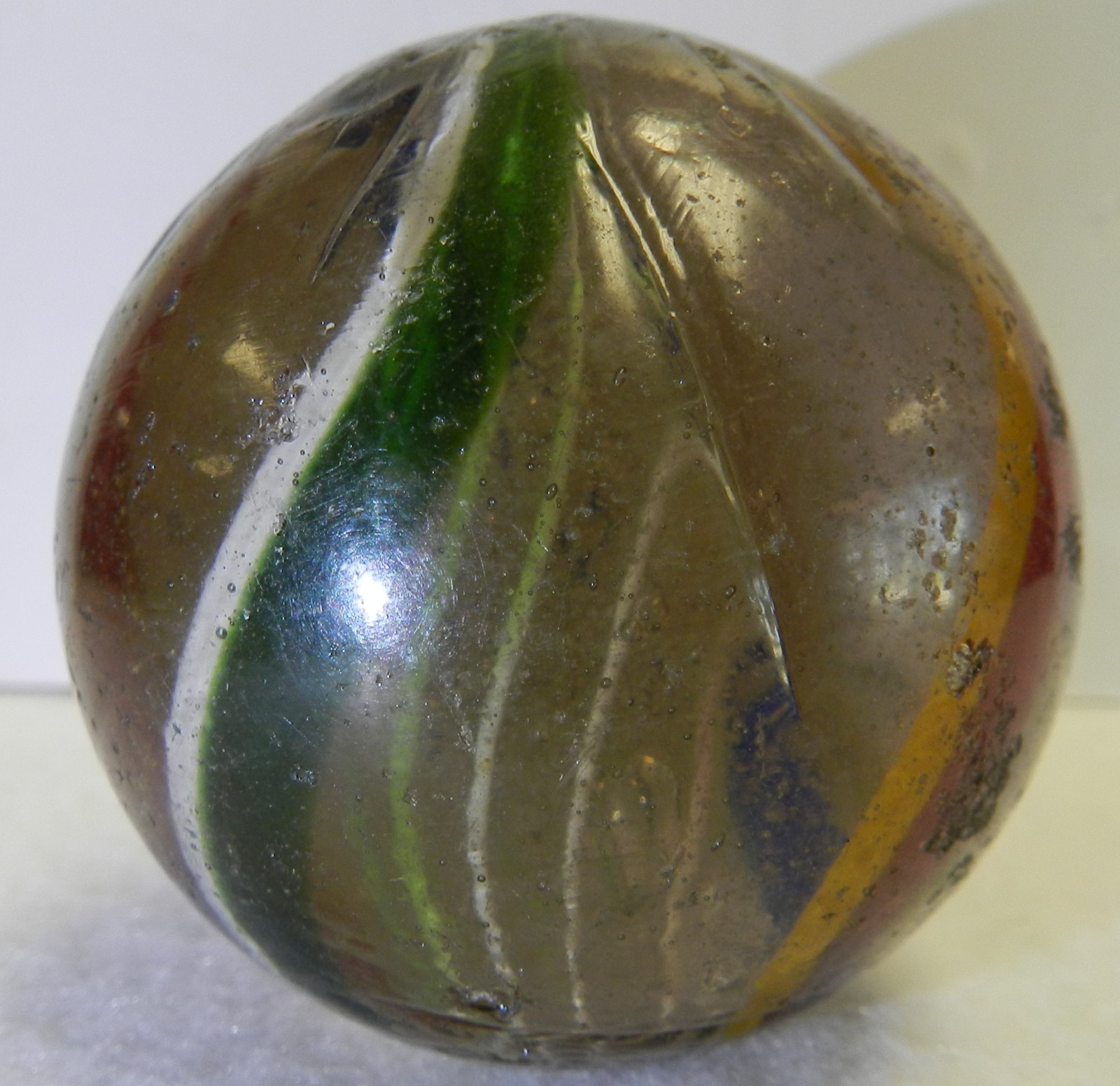 #19453m Huge 2.17 Inches Vintage German Handmade Latticino Swirl Marble