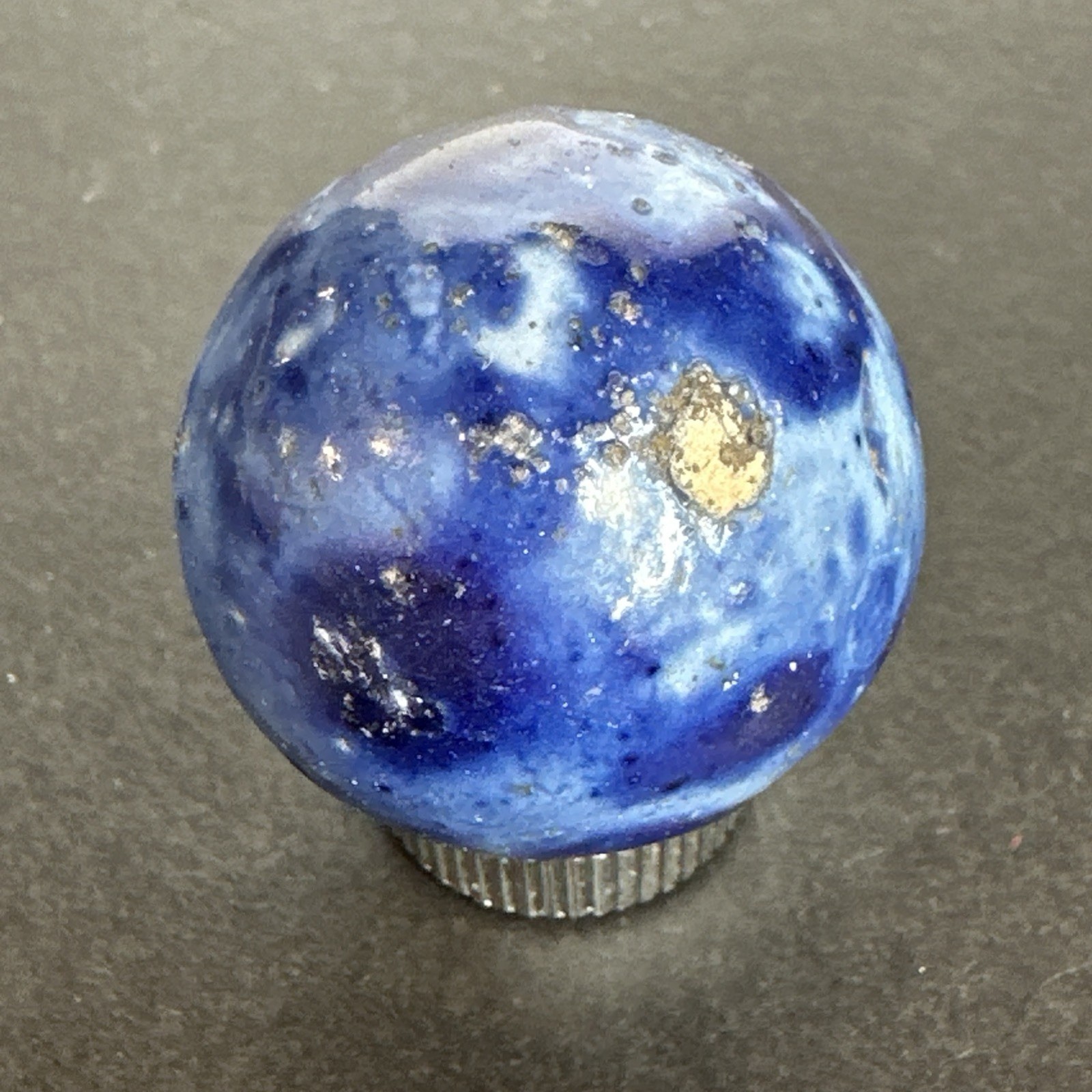 Vintage German Handmade Clay Blue Bennington Marble 1.02″ Antique MIB Shooter