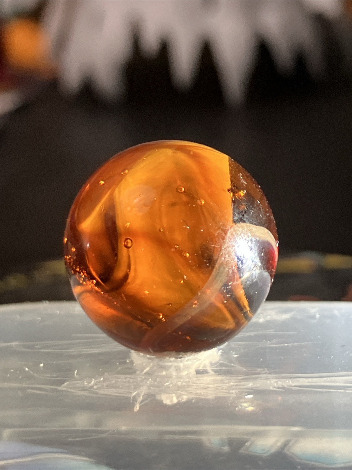 8pc Vitro Agate Marble Lot, Transparent Amber with Cream Swirl, Excellent Cond