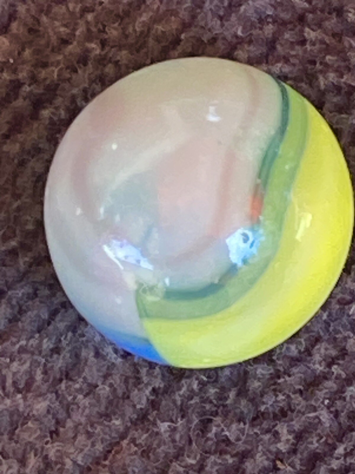 vintage vitro agate marble King Yellow Blue Lavender Patch Swirl 5:8