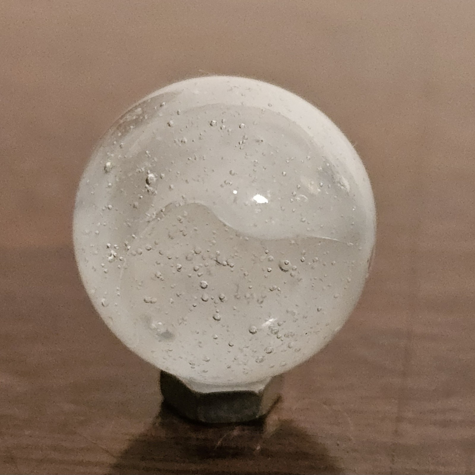 C E Bogard White 4-Lobe Floppy Cats Eye Clear Glass .875 Shooter Marble