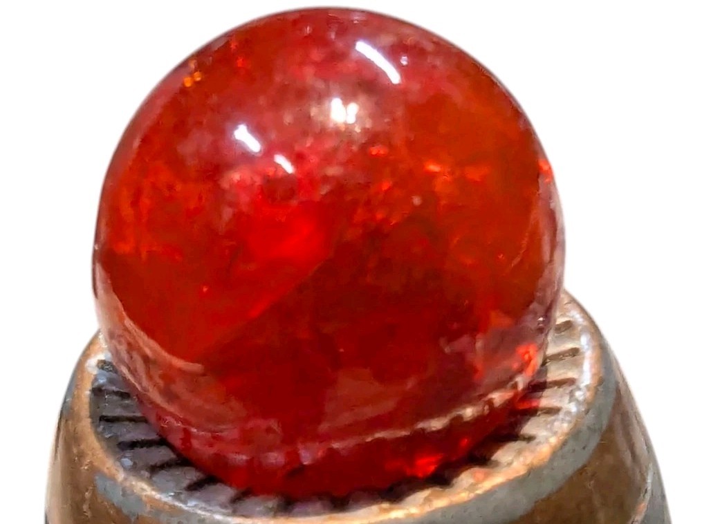 4- Vintage Fried Glass “Crackle” Marbles Red Clear