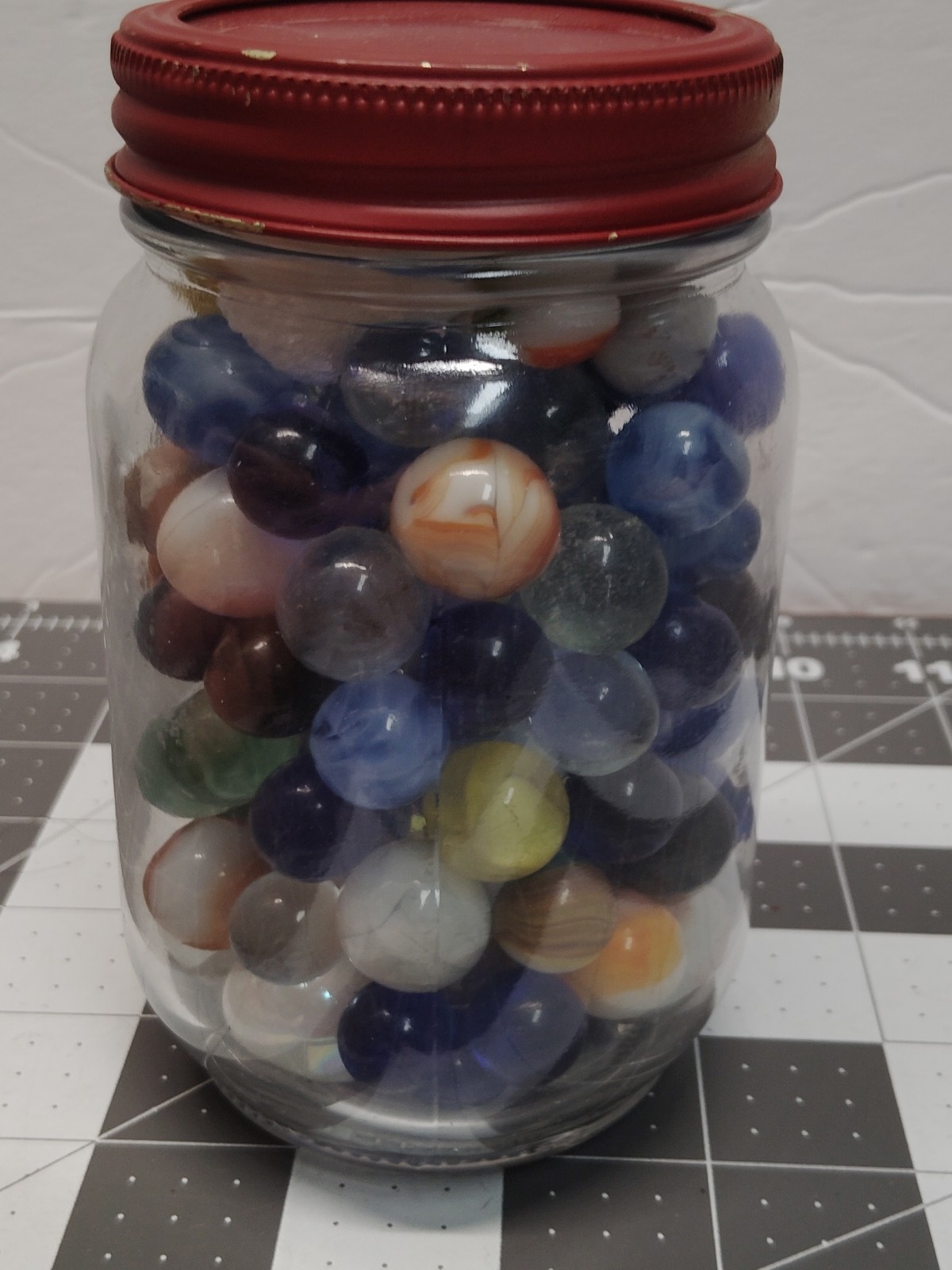 120 Lot~Vintage Marbles Attic Found Marbles In Glass Jar