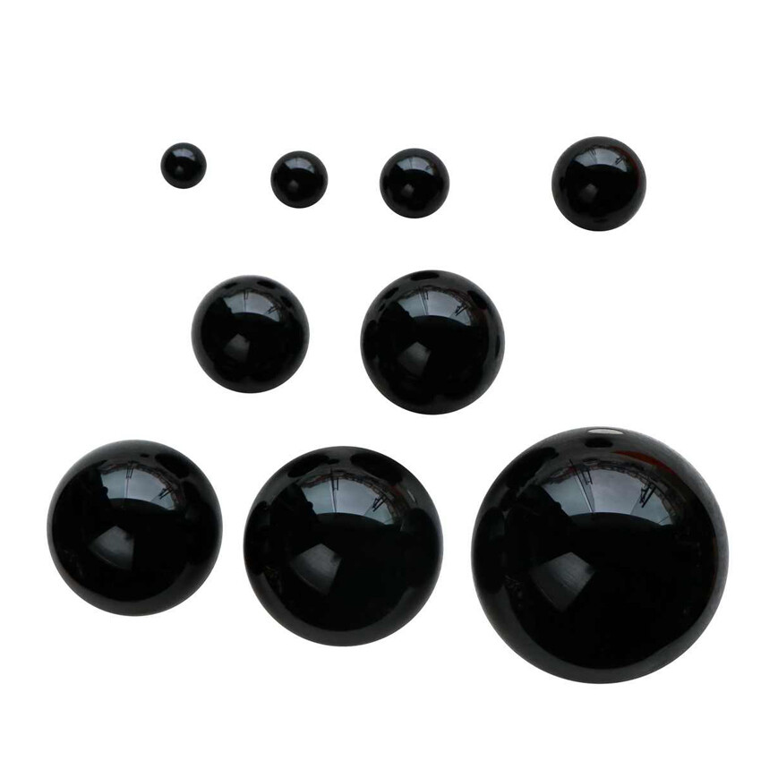 1mm-100mm Pure Black Crystal Glass Balls Marbles No Hole / With Hole Eye Beads