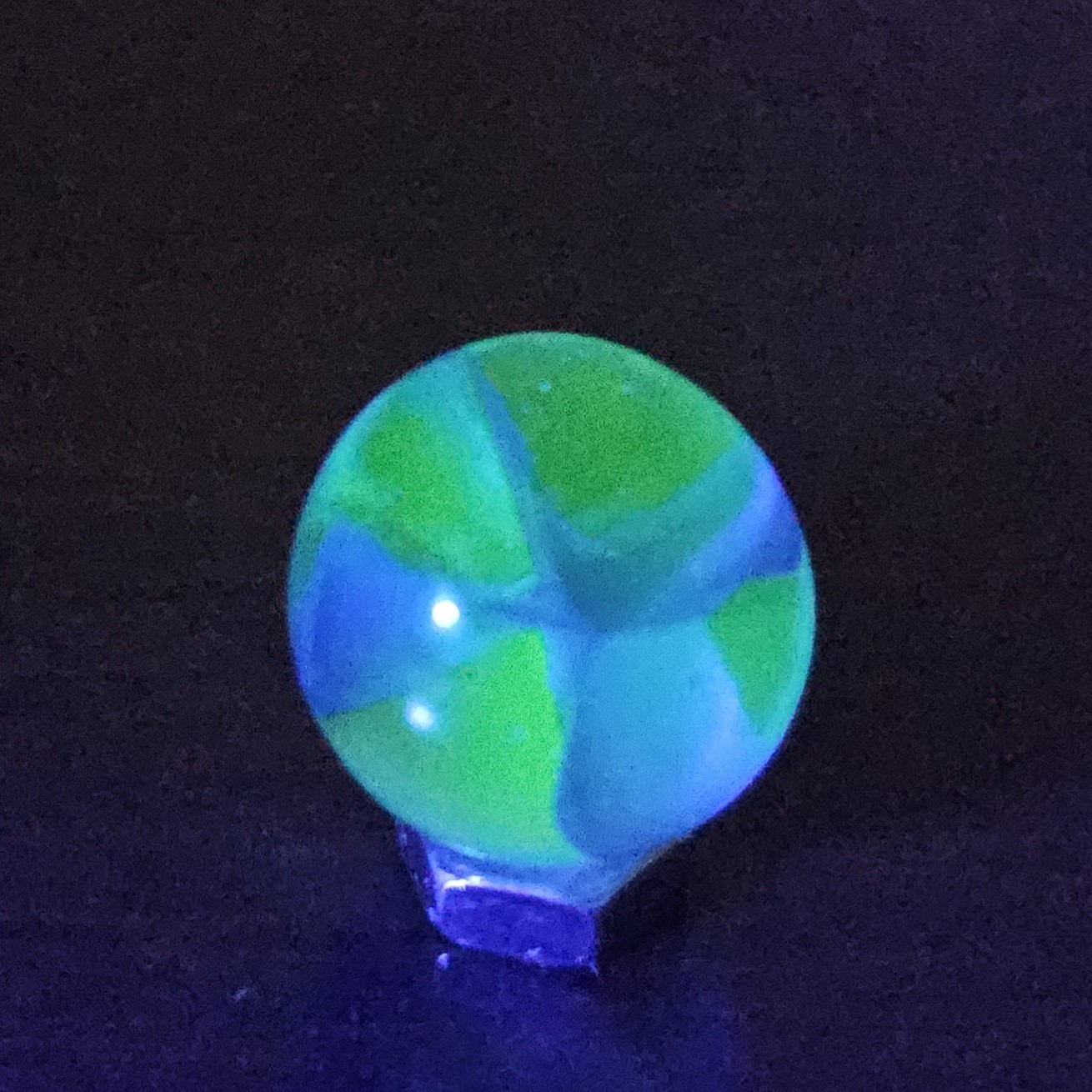 Vintage CE Bogard Dark Blue 4-Lobe Floppy .625″ Uranium Glass Marble