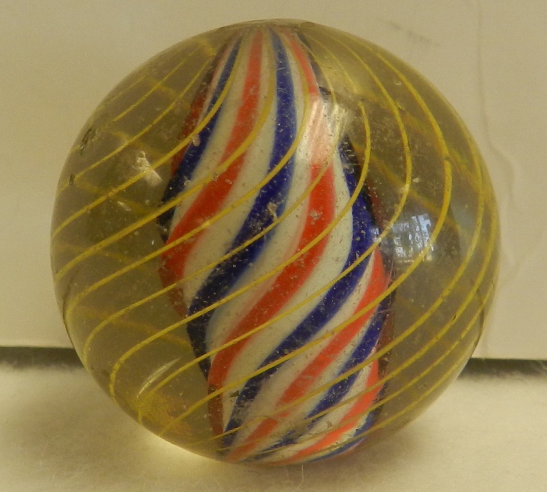 #20718m Large 1.42 In Vintage German Handmade Caged Solid Core Swirl Marble