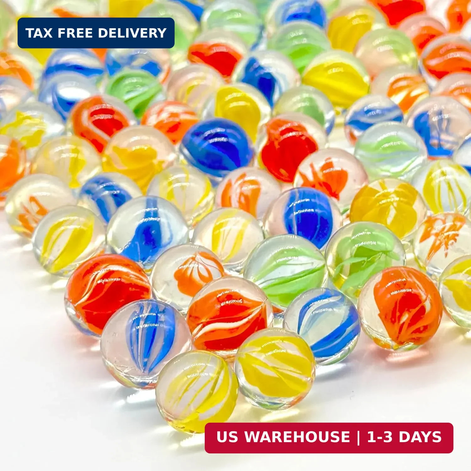 Lagincig 100Pcs Glass Marbles – 4 Color Mix, Sizes 14mm & 16mm for Marble Bounce