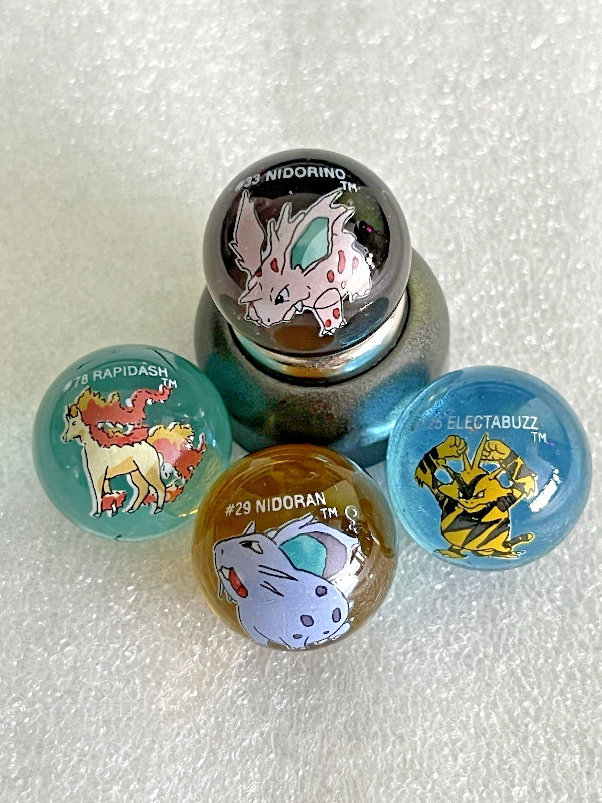 Vintage Pokémon Marbles Nidoran Nidorino Rapidash Electabuzz Evolution Set