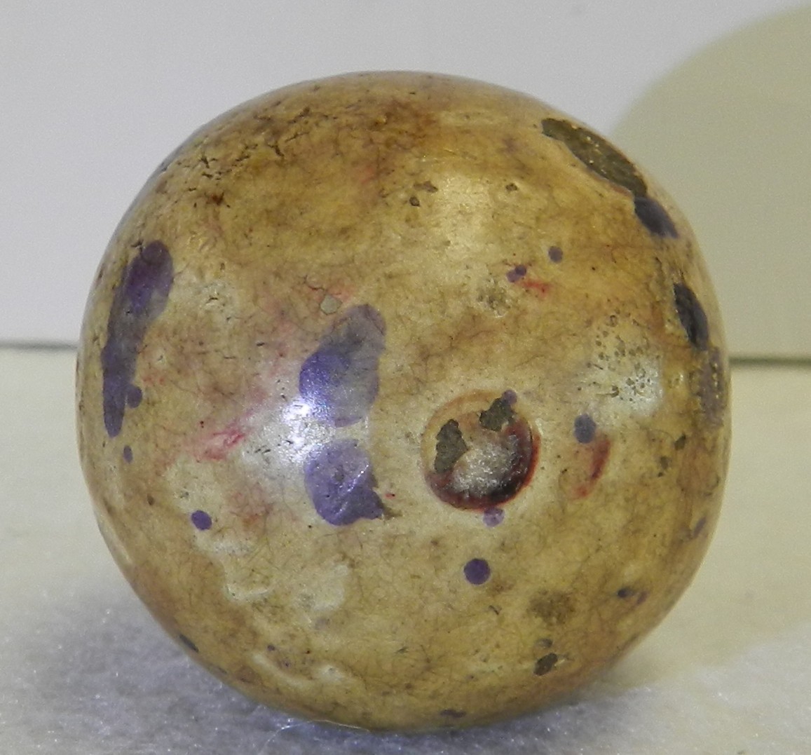 #19602m Huge 1.30 Inches Vintage Dyed Pottery Marble