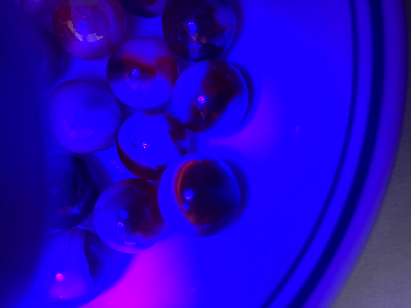 Lot of 34 Red & White Swirl Marbles UV Reactive Cadmium Glass