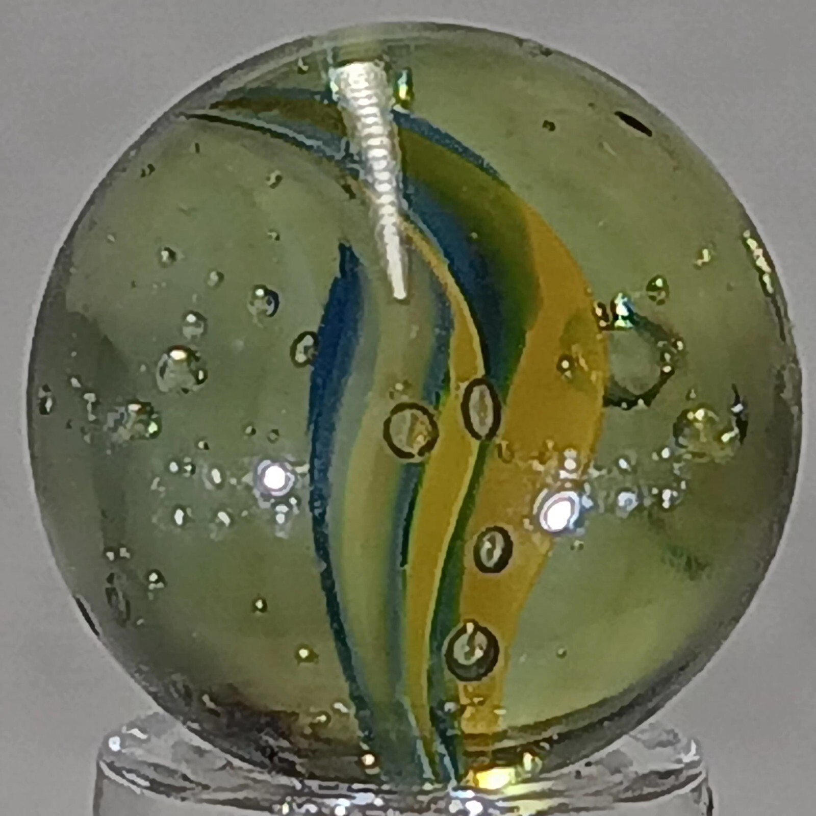 Vintage Tri-Color Hybrid Cat’s Eye Marble .62 Inches Near-Mint Condition