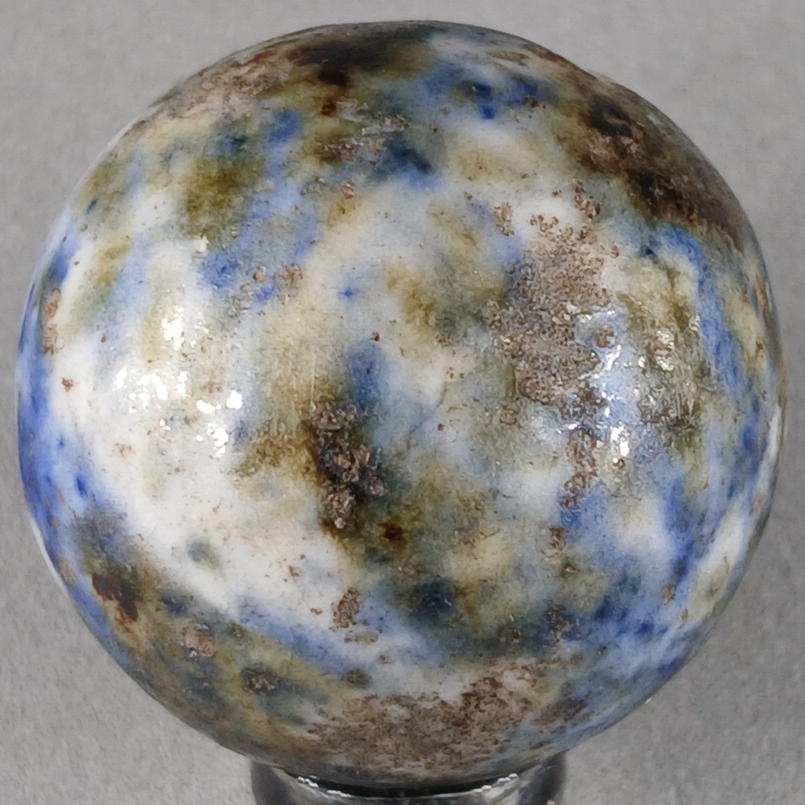 Large Vintage Fancy Bennington Clay Marble 1.14 Inches Near-Mint Condition